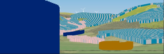 Prospect panorama view with block colour drapes showing species codes